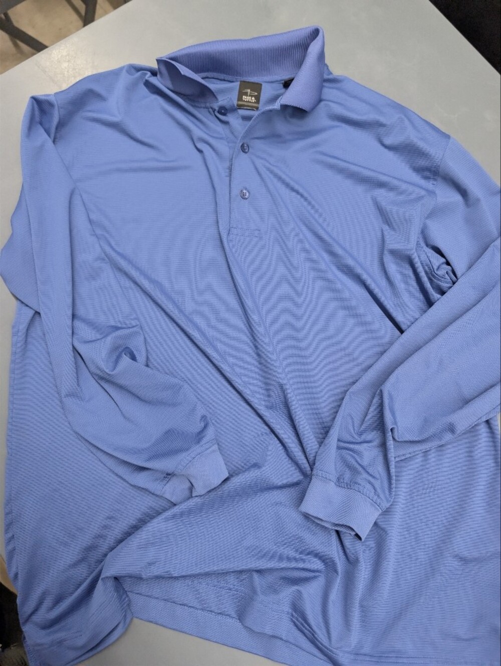 Men's Long-Sleeve Polo Shirt in Periwinkle Blue - Performance Knit